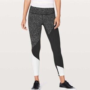 Lululemon Wunder Under HR 7/8 25" Night View White Black Sz 4